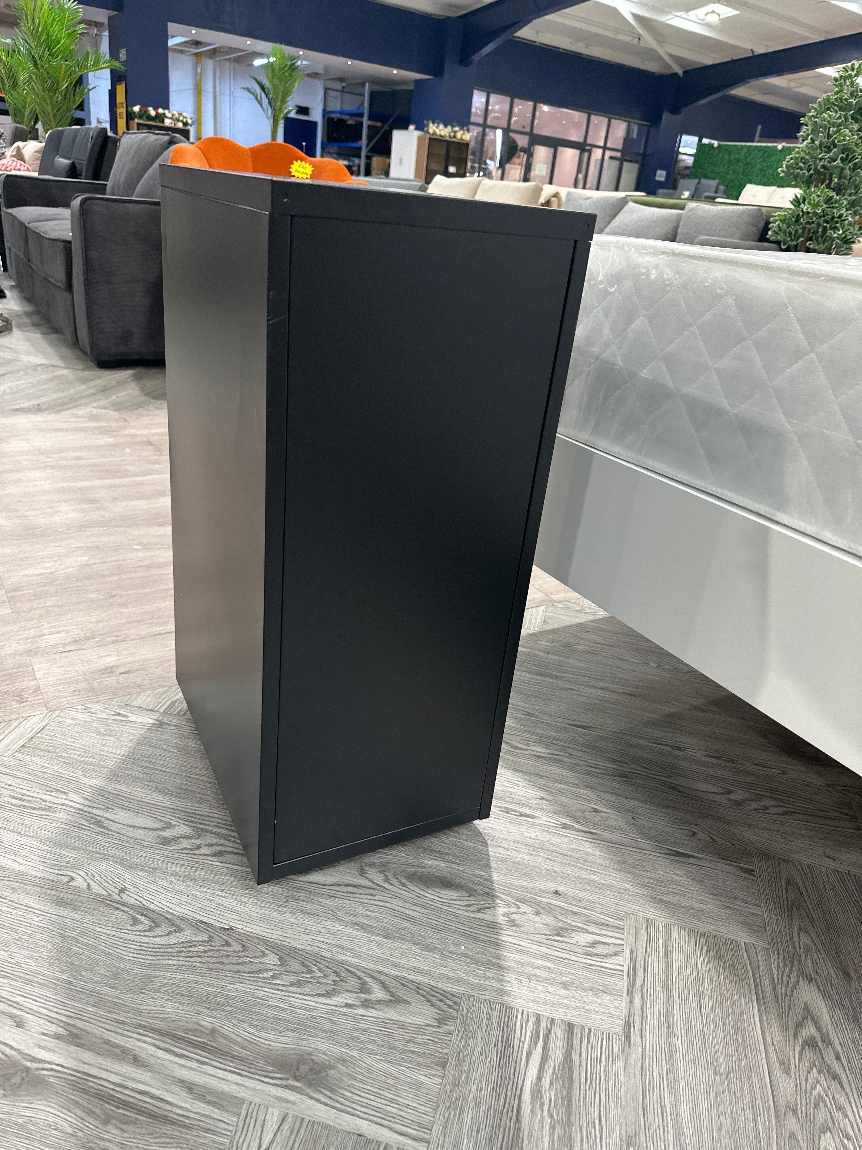 Black Metal Vertical File Cabinet with Wheels