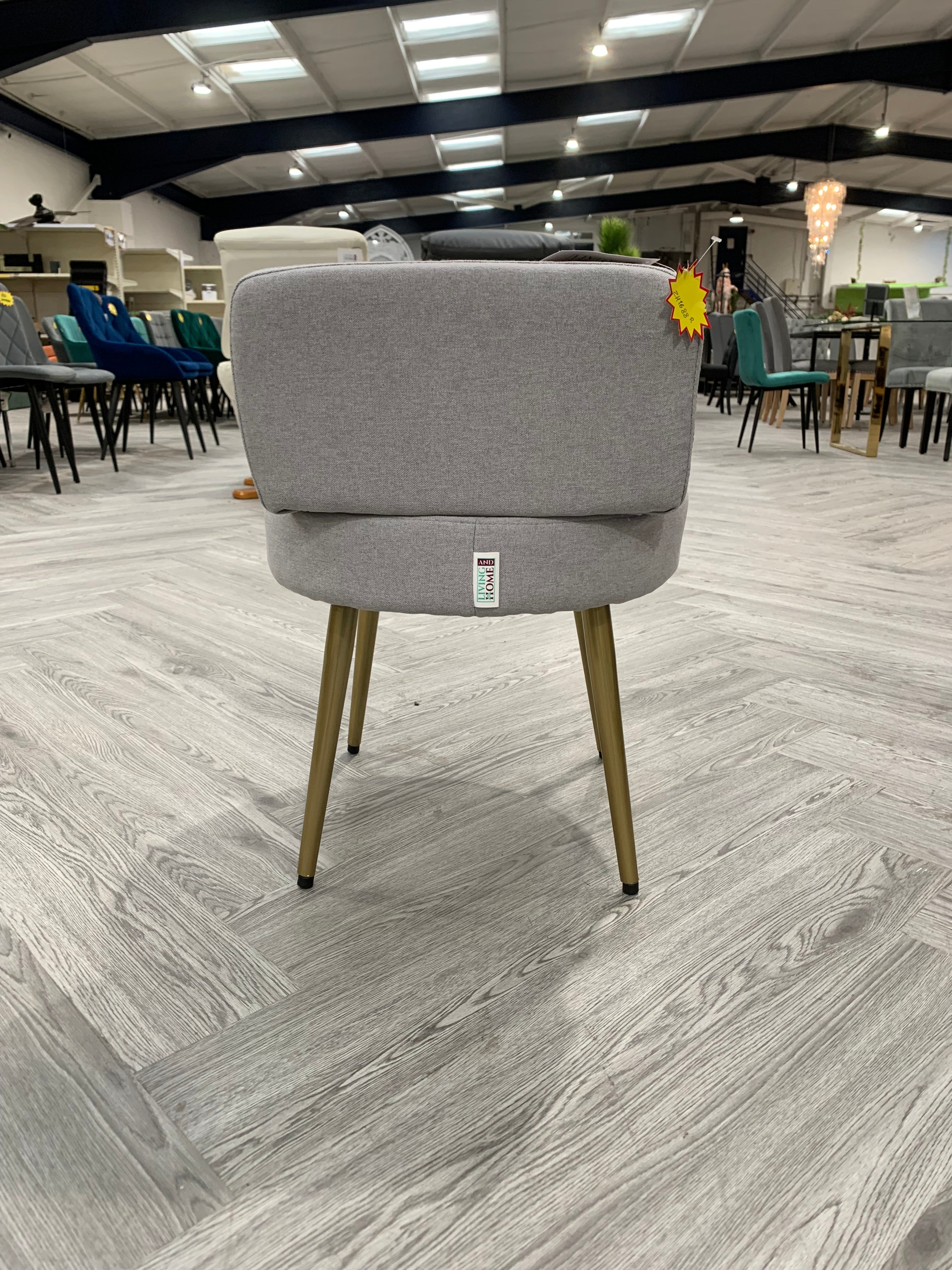 Grey Dressing Stool Gold Painted Metal Legs