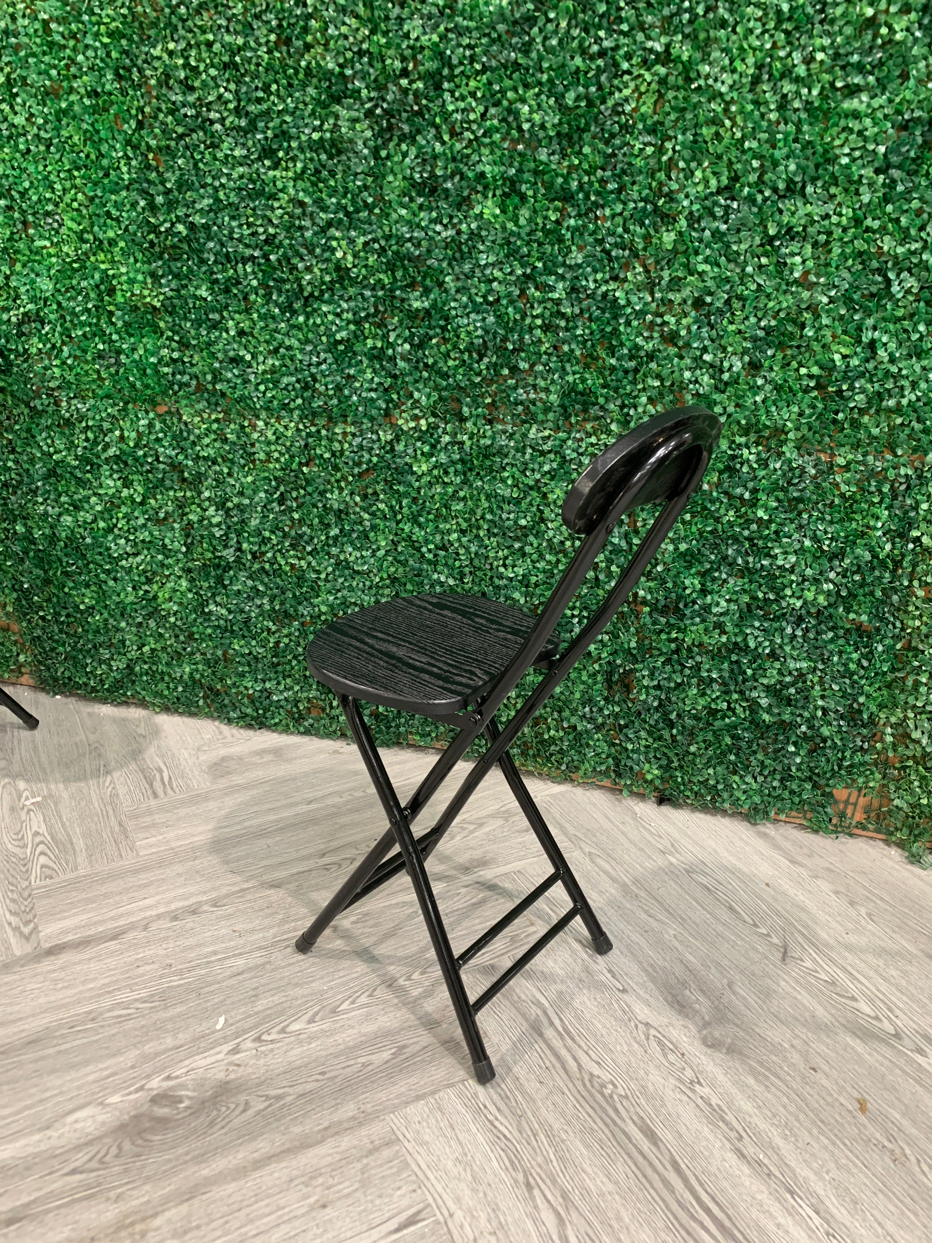 Black Compact Wooden Folding Chair with Metal Legs 1PC