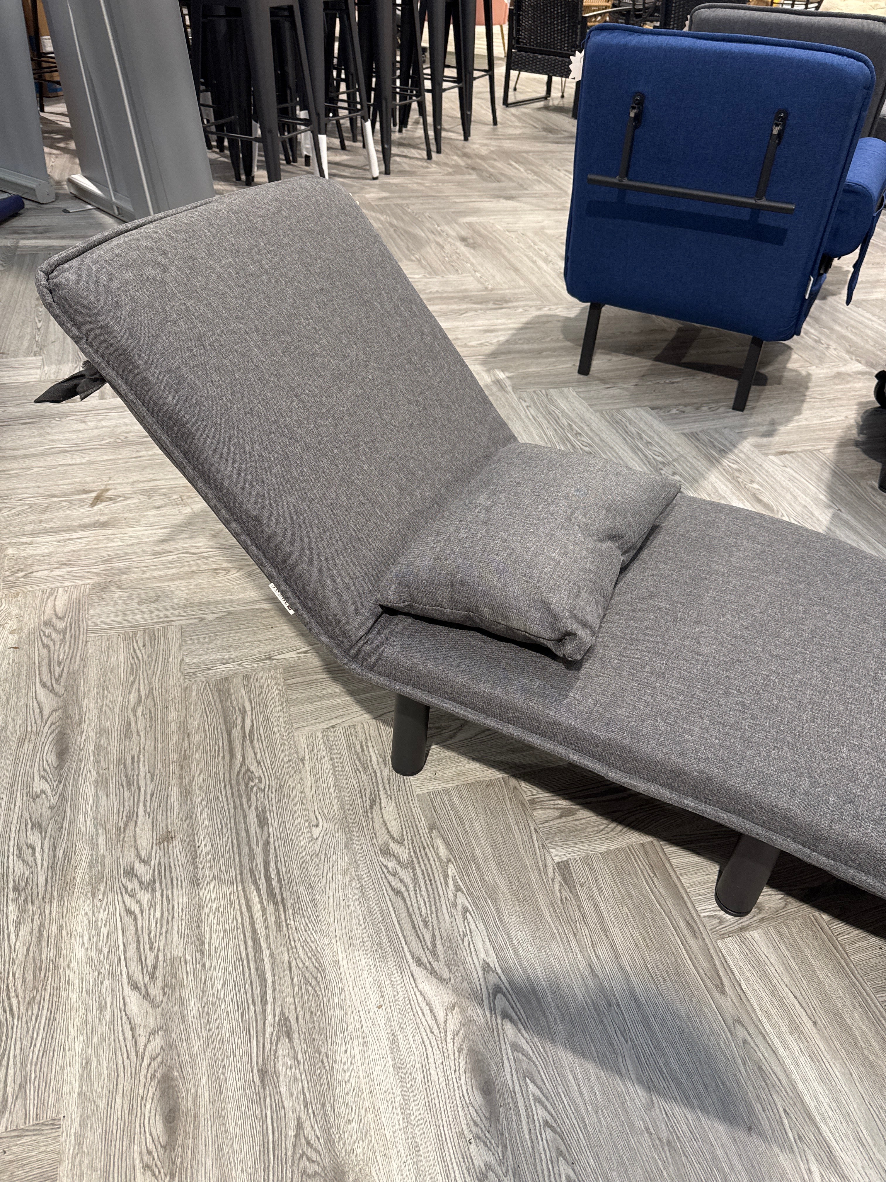 Grey 3 In 1 Armchair Recliner Lounge Single Bed with Pillow