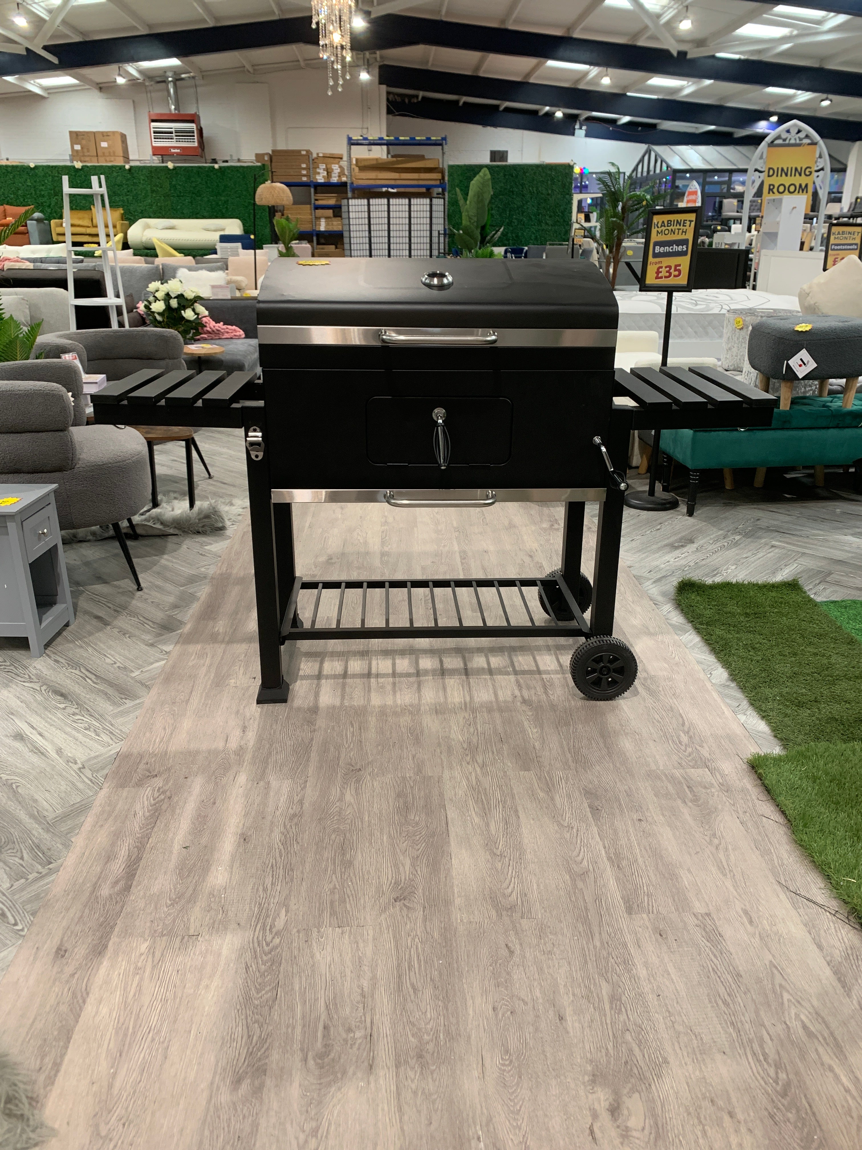 Outdoor Charcoal Grill with Side Table BBQ Patio