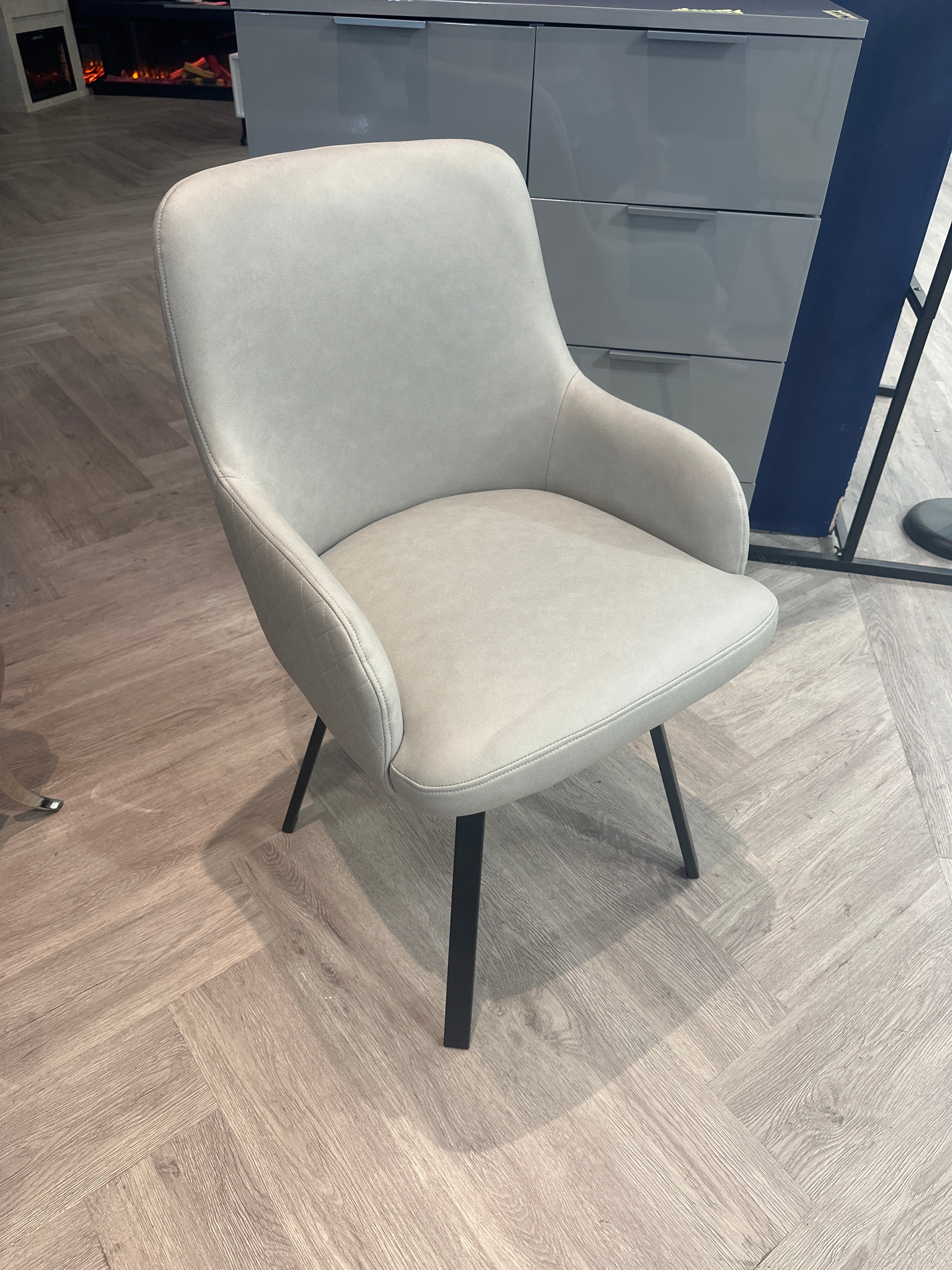 Set of 2 Faux Leather Rose Dining Chairs Dark Grey