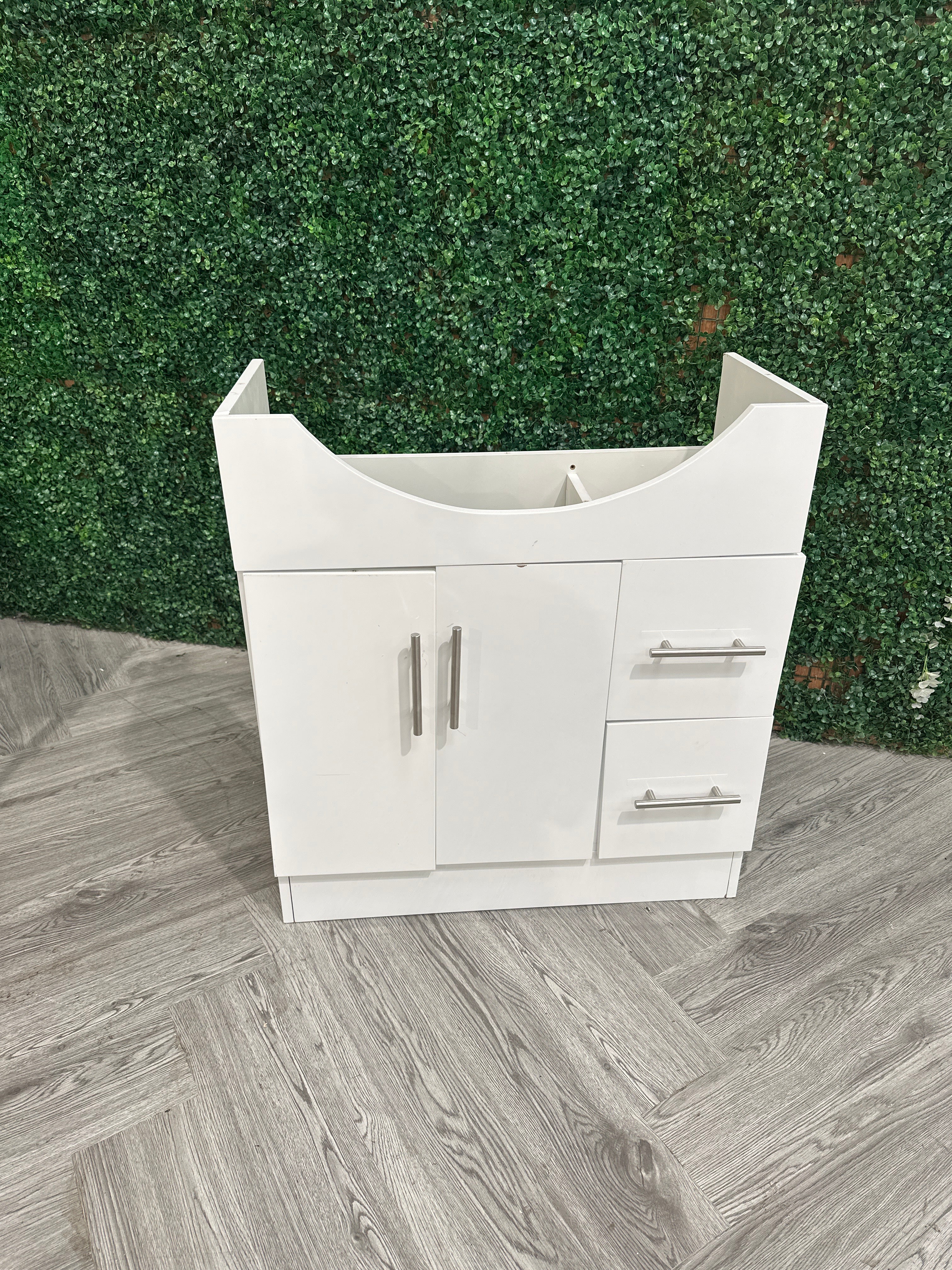 White 2 Doors and 2 Drawers Bathroom Vanity Unit Under Sink Storage Cabinet