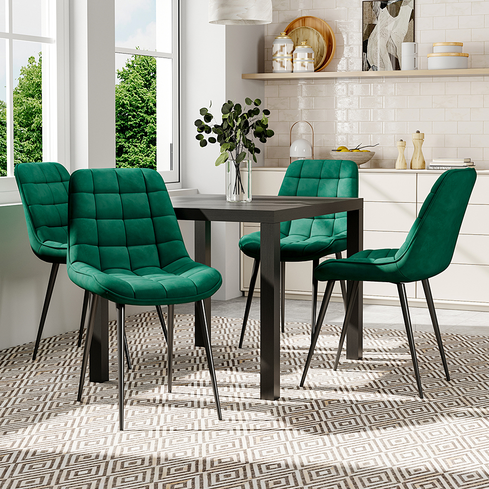 New Velvet Upholstered Dining Chair with Metal Legs Green 1 PC
