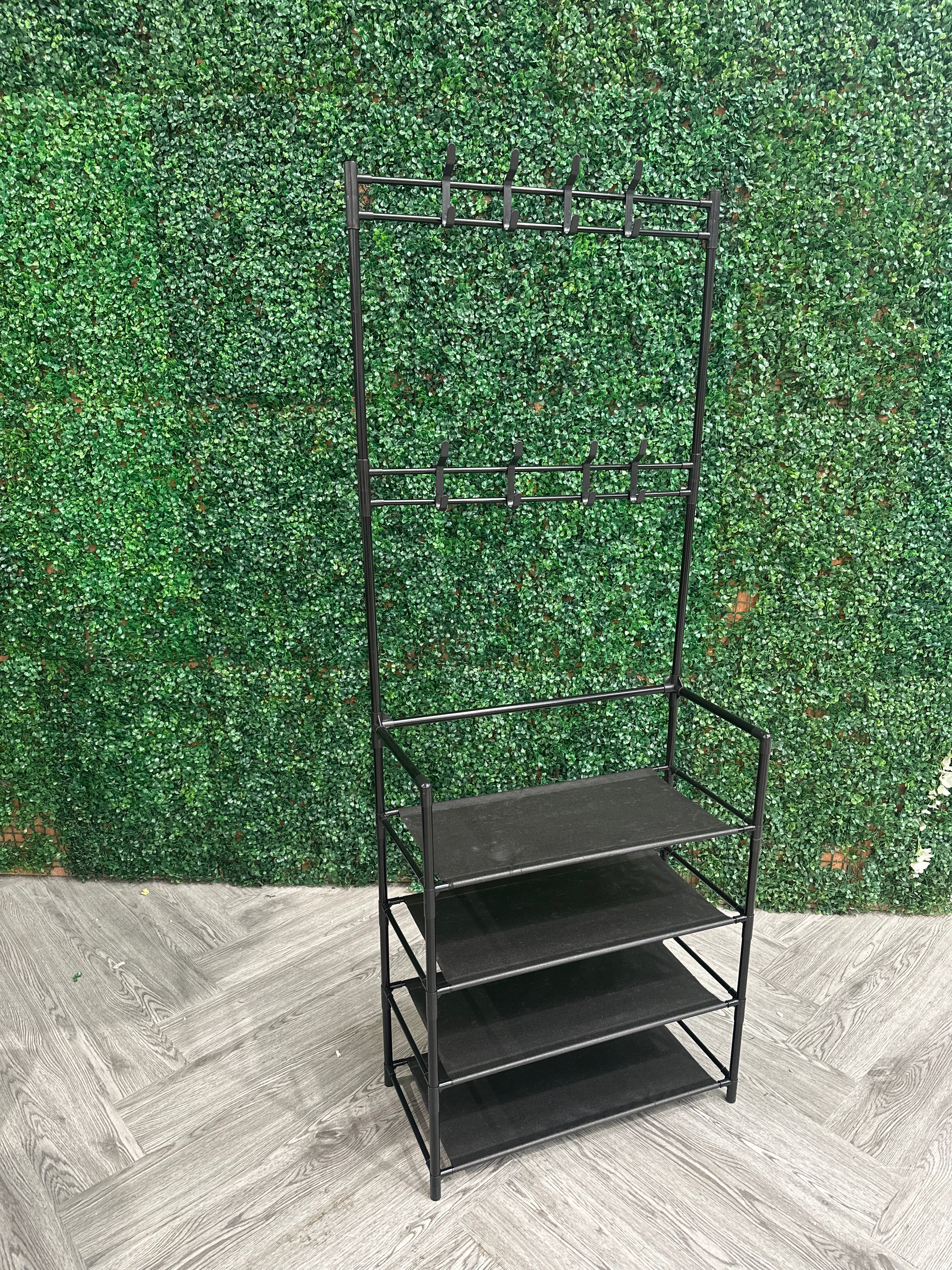 8 Tier Tall Plastic Shoe Cabinet Dark Grey