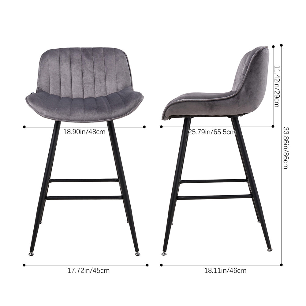 New Grey Flannel Upholstered Bar stool with Metal Leg 1pc