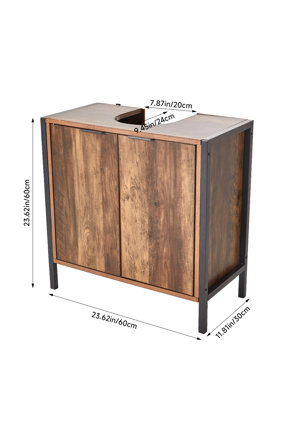 60cm H Double Door U-Shaped Under Sink Cabinet