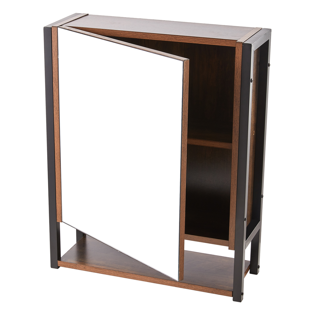 Wall Mounted 3-Tier Mirror Cabinet with Metal Frame