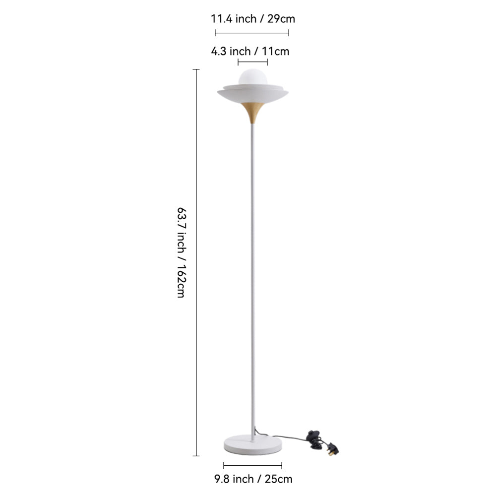 New Modern White Light Floor Lamp with Glass Lampshade