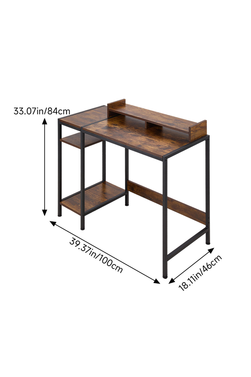 New Office Desk with Monitor Stand and shelves Brown