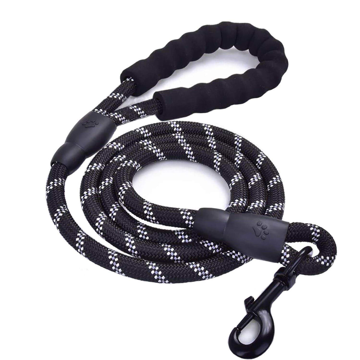 New Reflective Dog Rope Leash With Comfortable Padded Handle Black