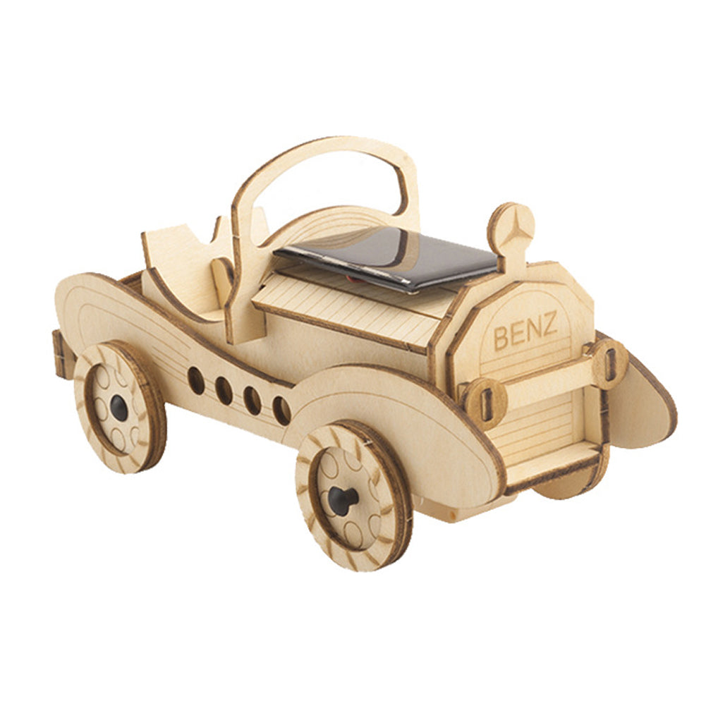 New Wooden 3D Puzzle Wooden Solar Powered DIY Intellectual Toy Car