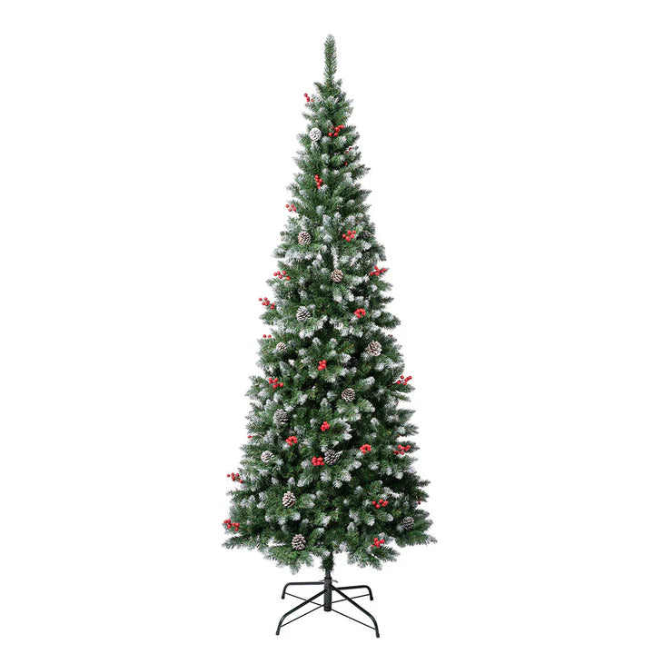 New 180cm H Snow Flocked Christmas Tree with Foldable Metal Stand