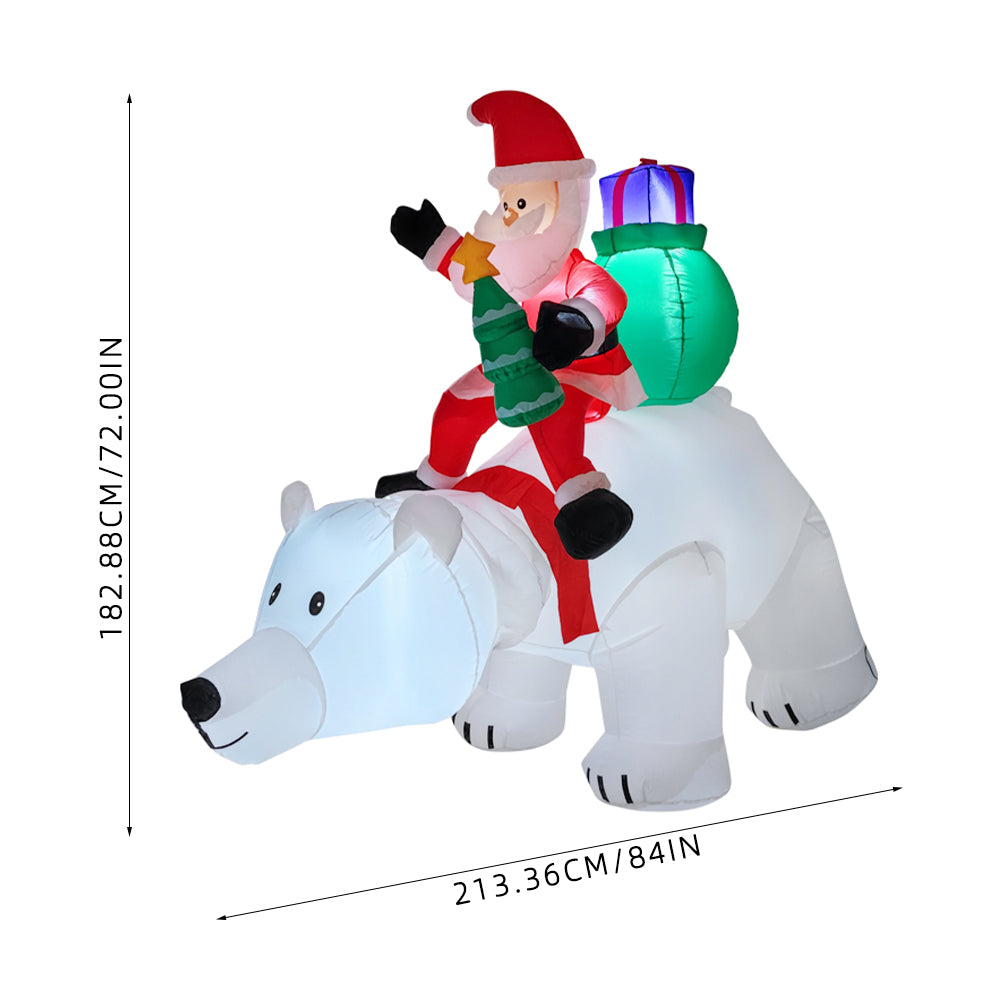 Christmas Inflatable Santa Claus and Polar Bear Outdoor Decorations with LED Lights