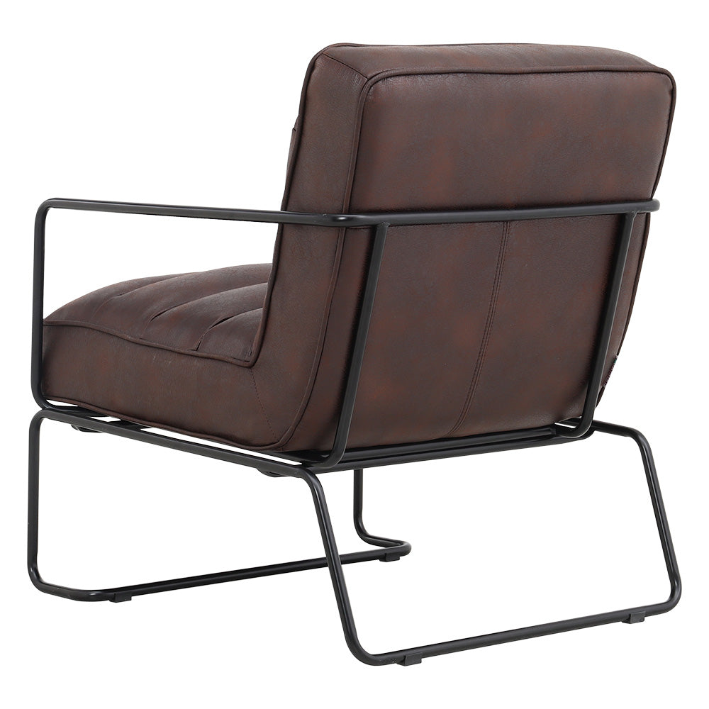 Mid-Century PU leather Armchair with Metal Base New