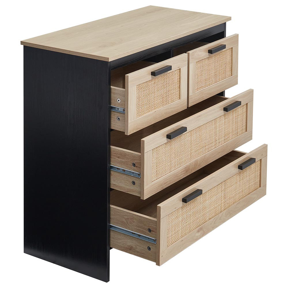 New Wooden Storage Cabinet with Rattan Drawer Console Table