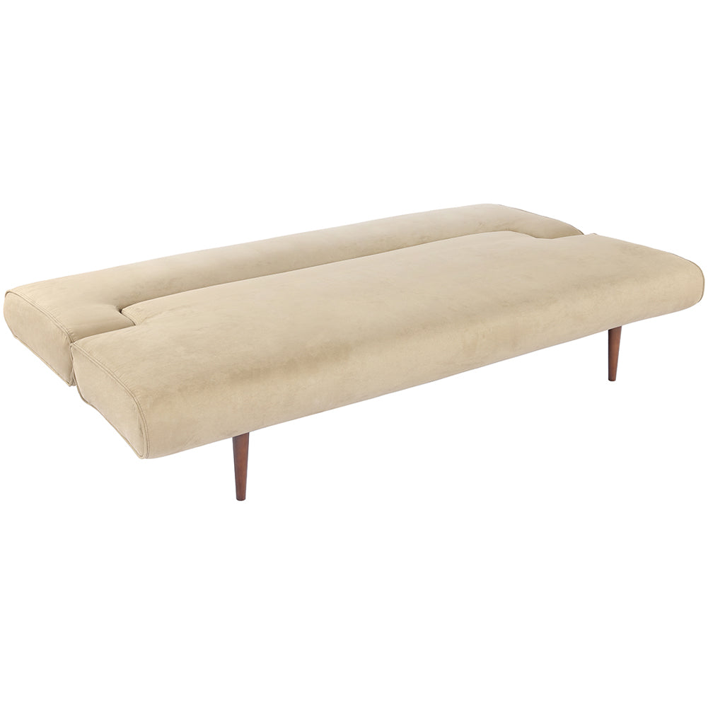 Khaki 3 Seater Upholstered Sofa Bed Couch with Wood Legs
