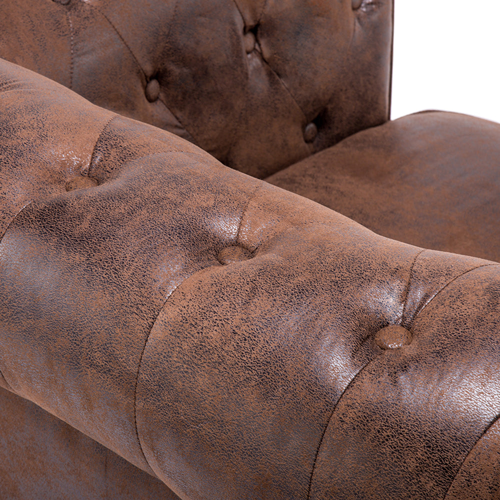 New Mid Century Faux Leather Wingback Chesterfield Accent Armchair