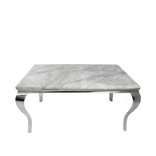 Lewis Dining Table Grey Marble Top with Silver Legs 200cm W