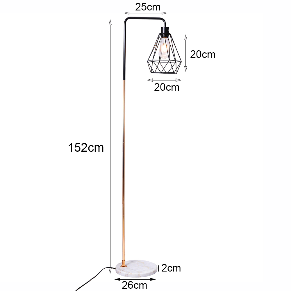 New Gold and Black Industrial Angled Floor Lamp with Marble Base