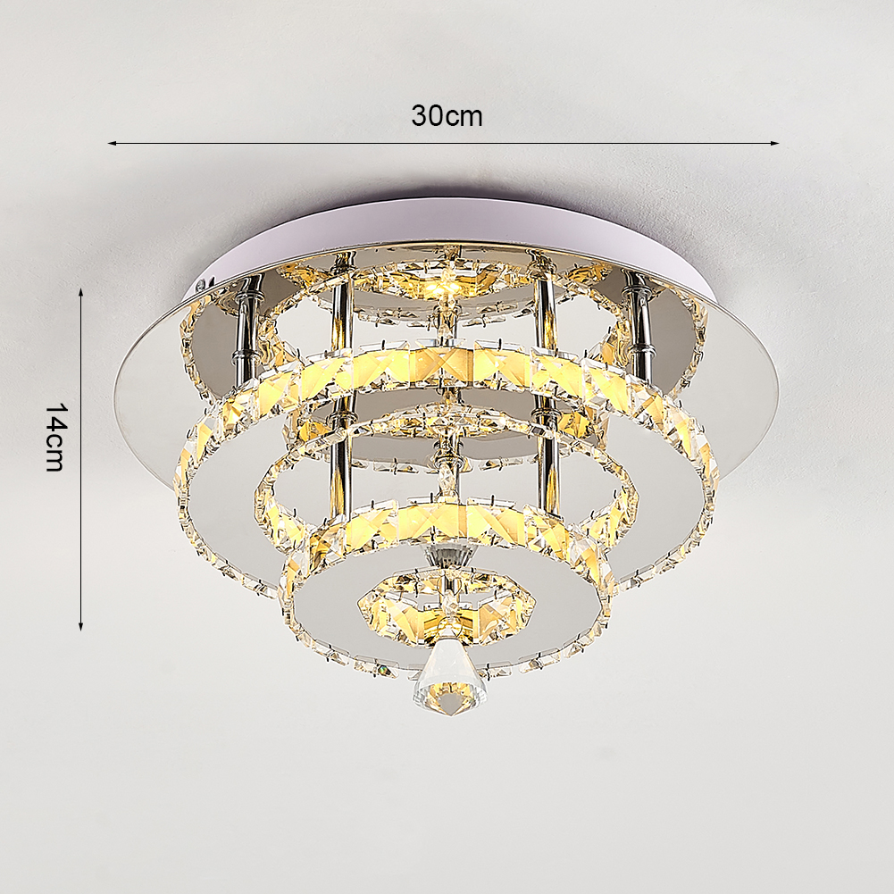 Round 30cm Dia Modern Double-tiers Median-size Crystal LED Ceiling Light