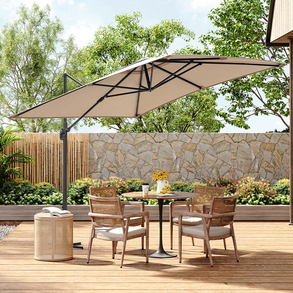 New 3M x 3M Large Square Canopy Rotating Outdoor Cantilever Parasol
