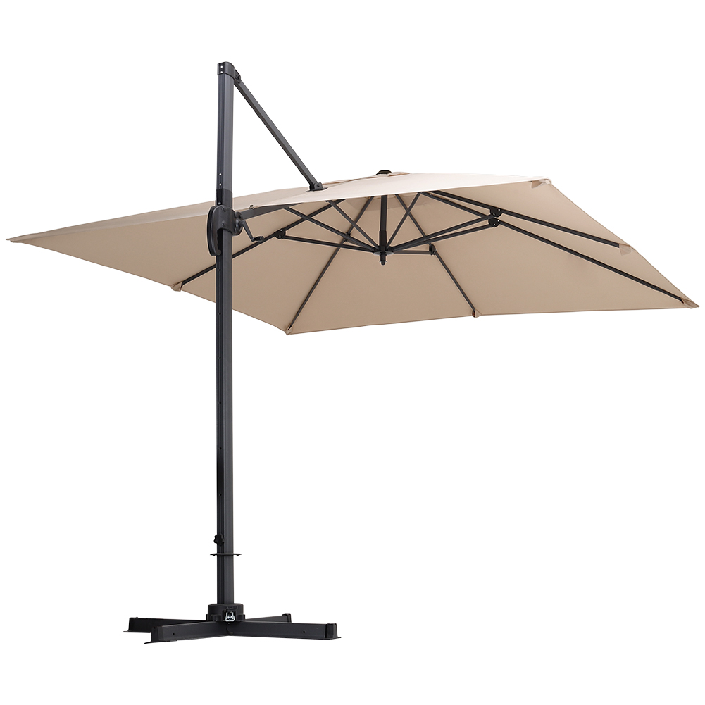 New 3M x 3M Large Square Canopy Rotating Outdoor Cantilever Parasol