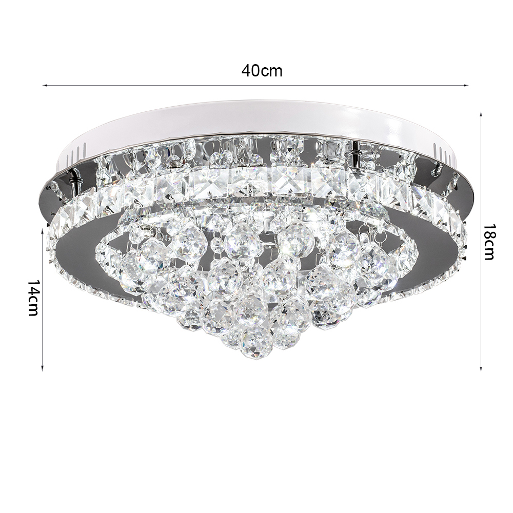 Round 40cm Dia Non-Dimmable Crystal-droplets LED Semi Flush Mount Ceiling Light