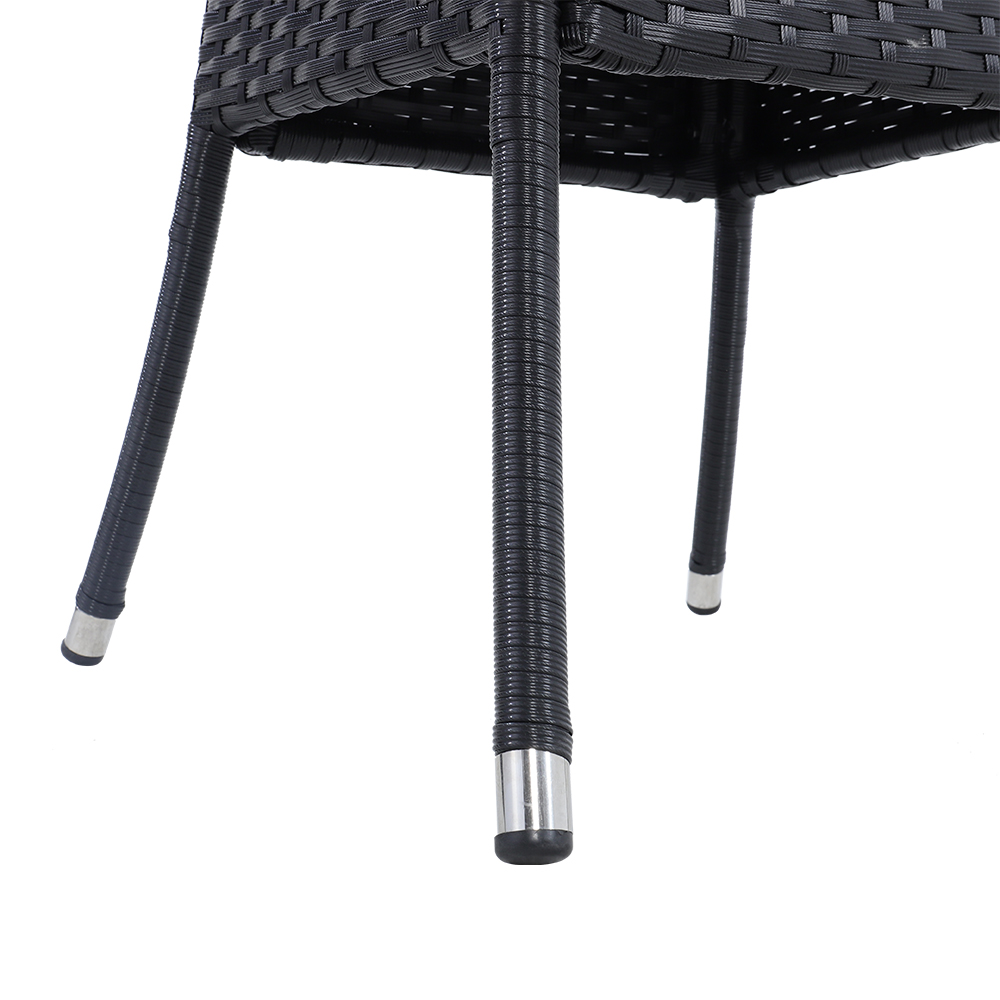 New Rattan Wicker Tempered Glass Garden Table with Parasol Hole 80cm Dia