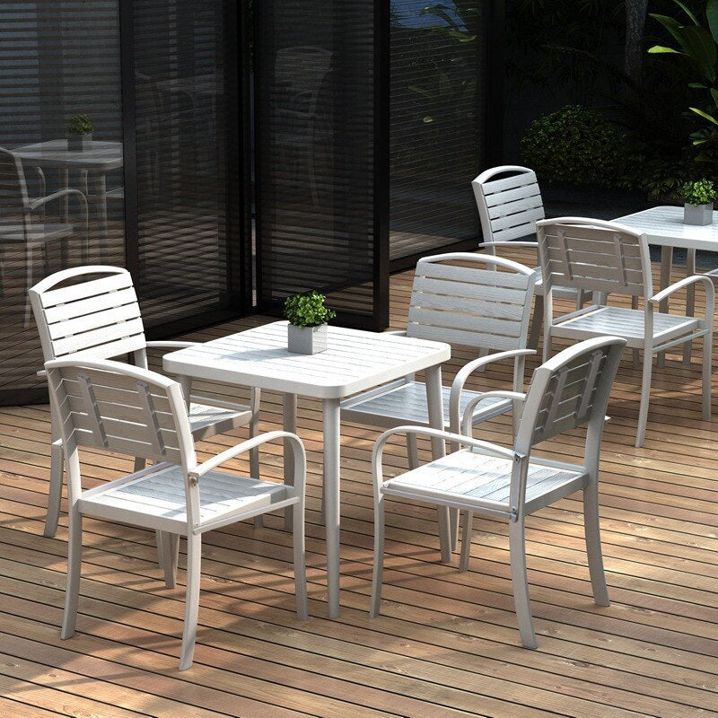 Set of 4 Garden Dining Chairs Outdoor Weather Resistant White