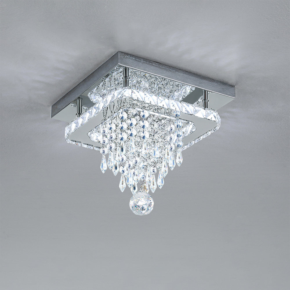 New Modern Square Crystal Ceiling Light with Droplets