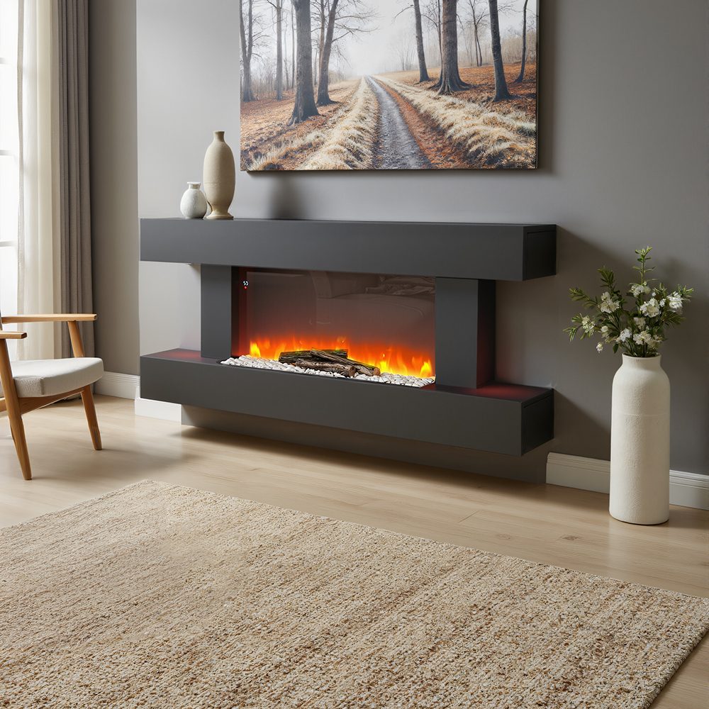 New Wall Mounted Freestanding Electric Fireplace with Multi-Colours Flames