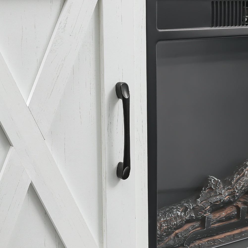 White TV Stand with Storage Units for 24 Inch Fireplace