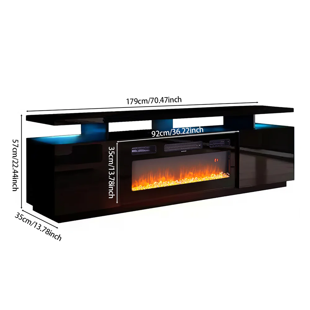 New 70 Inch LED TV Stand with Electric Fireplace and Remote