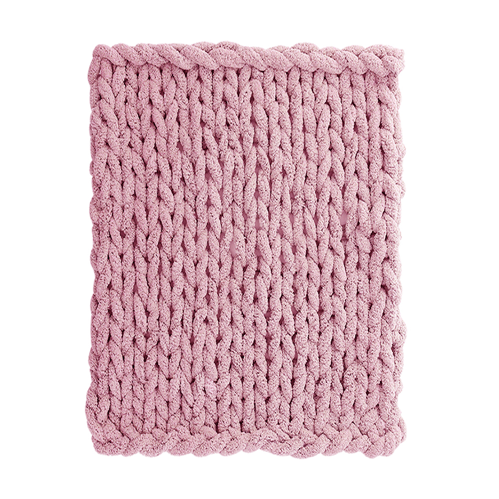 Pink Hand-Woven Chenille Blanket 150 x 100cm