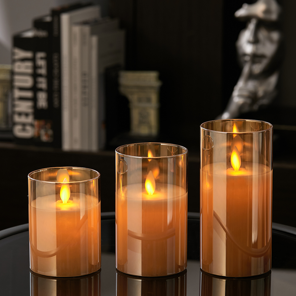 Set of 3 Battery Operated LED Candles with Remote