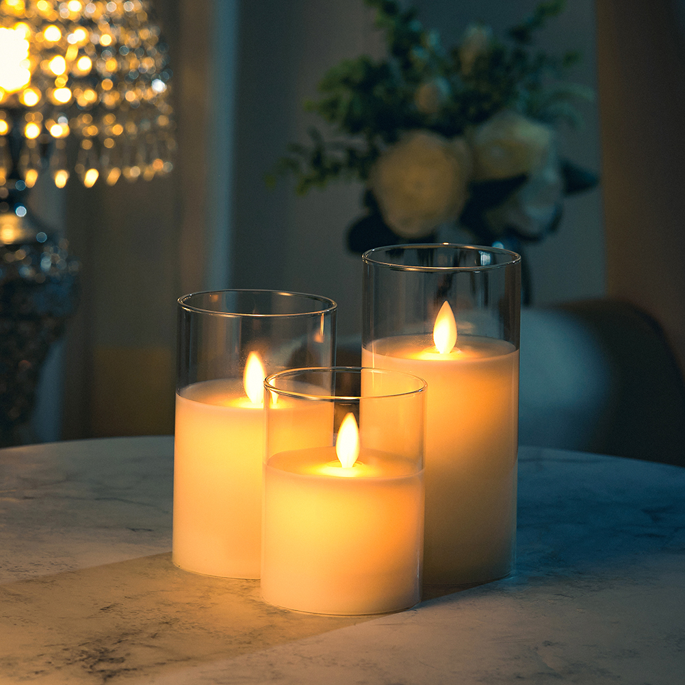 Set of 3 Battery Operated LED Candles with Remote
