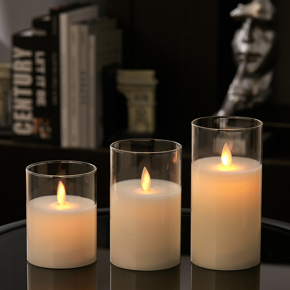 Set of 3 Battery Operated LED Candles with Remote