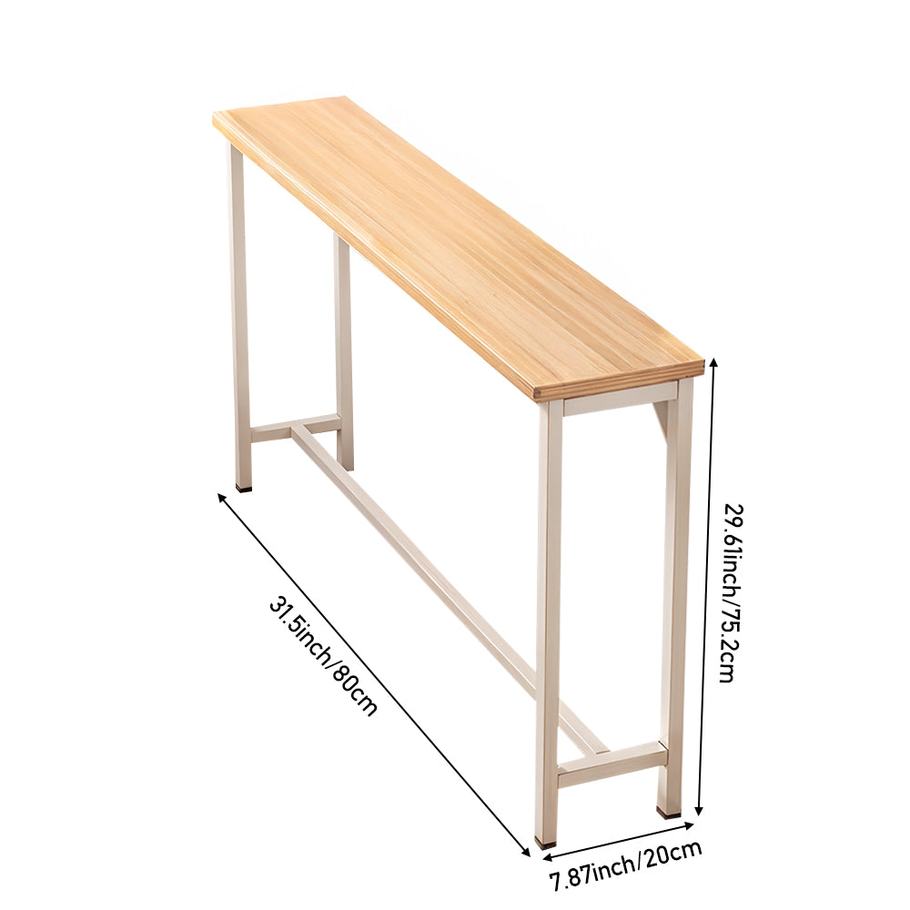 Slim Table Wooden Tabletop White and Beige