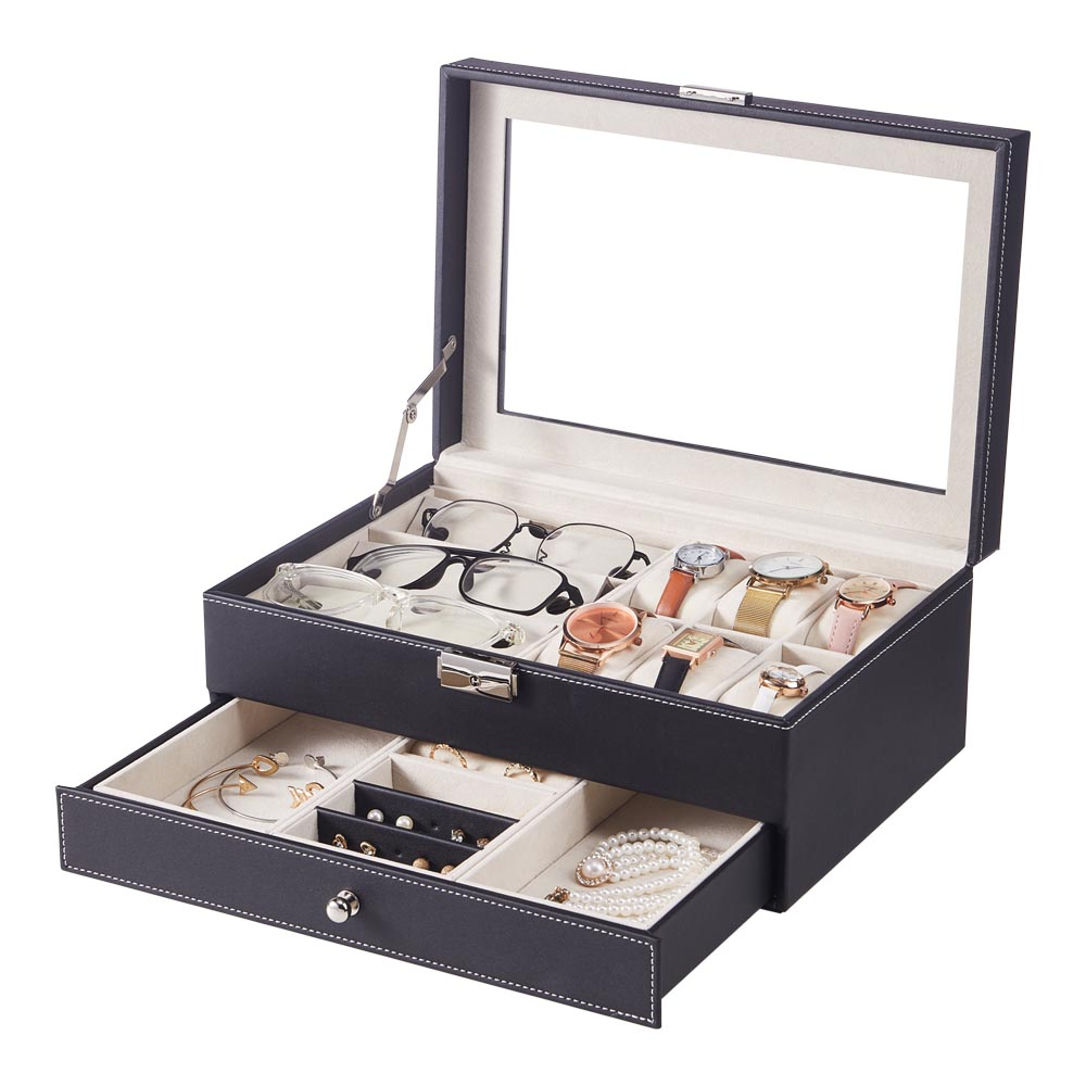 New Black Jewellery Storage Box with Transparent Lid