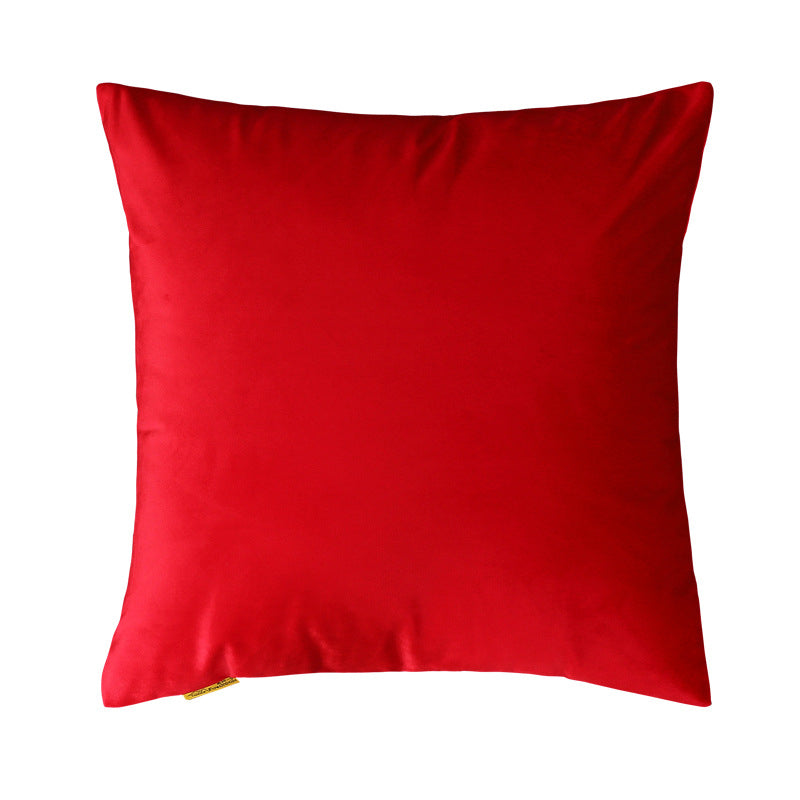 Modern Bright Red Velvet Throw Cushion