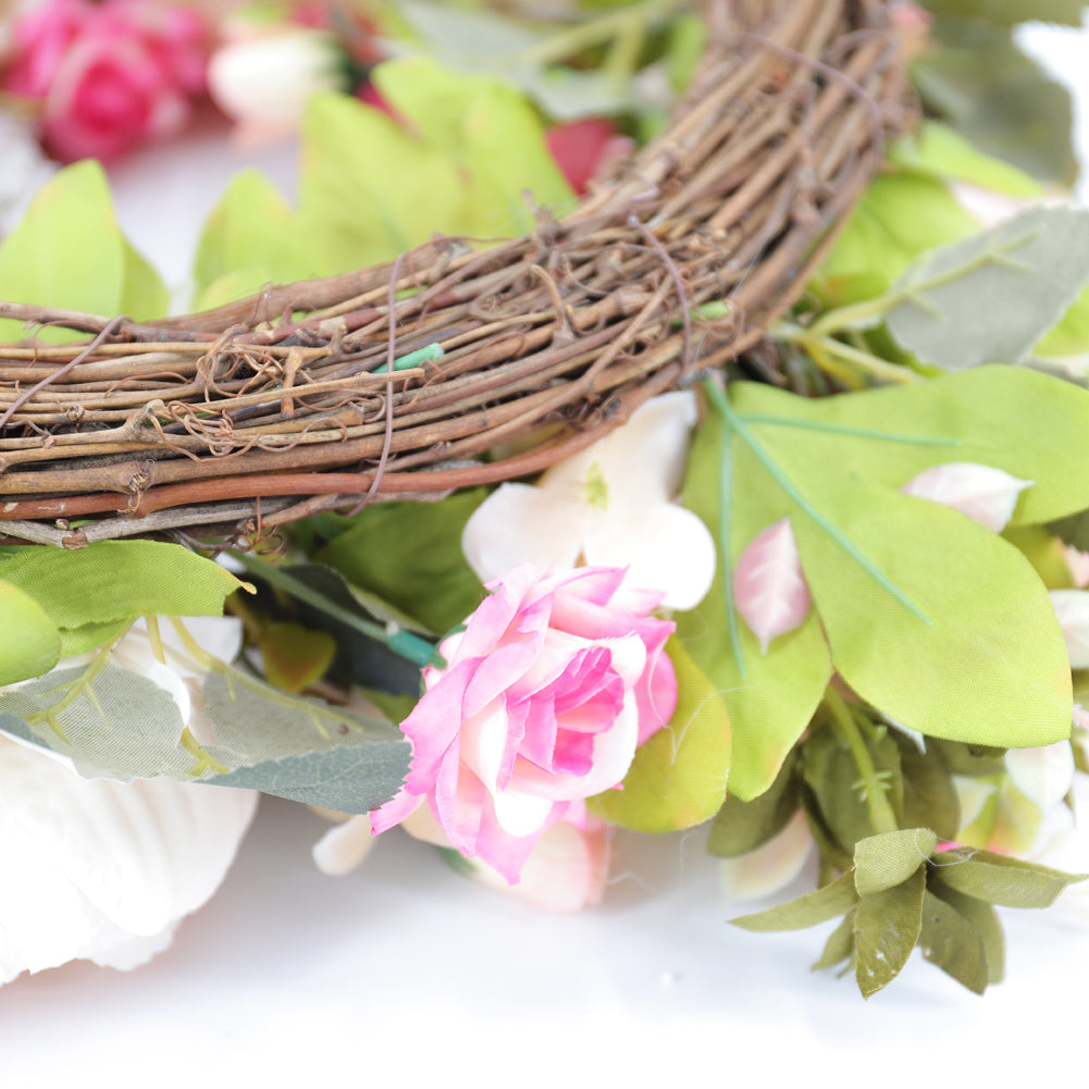 New 16 Inch Artificial Peony Wreath For Front Door Home Decor Wedding Floral Decoration Pink