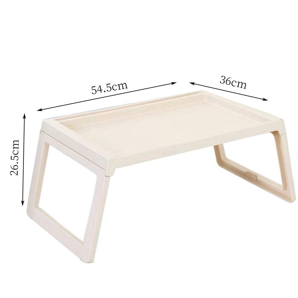 Plastic Folding Laptop Bed Desk Cream White