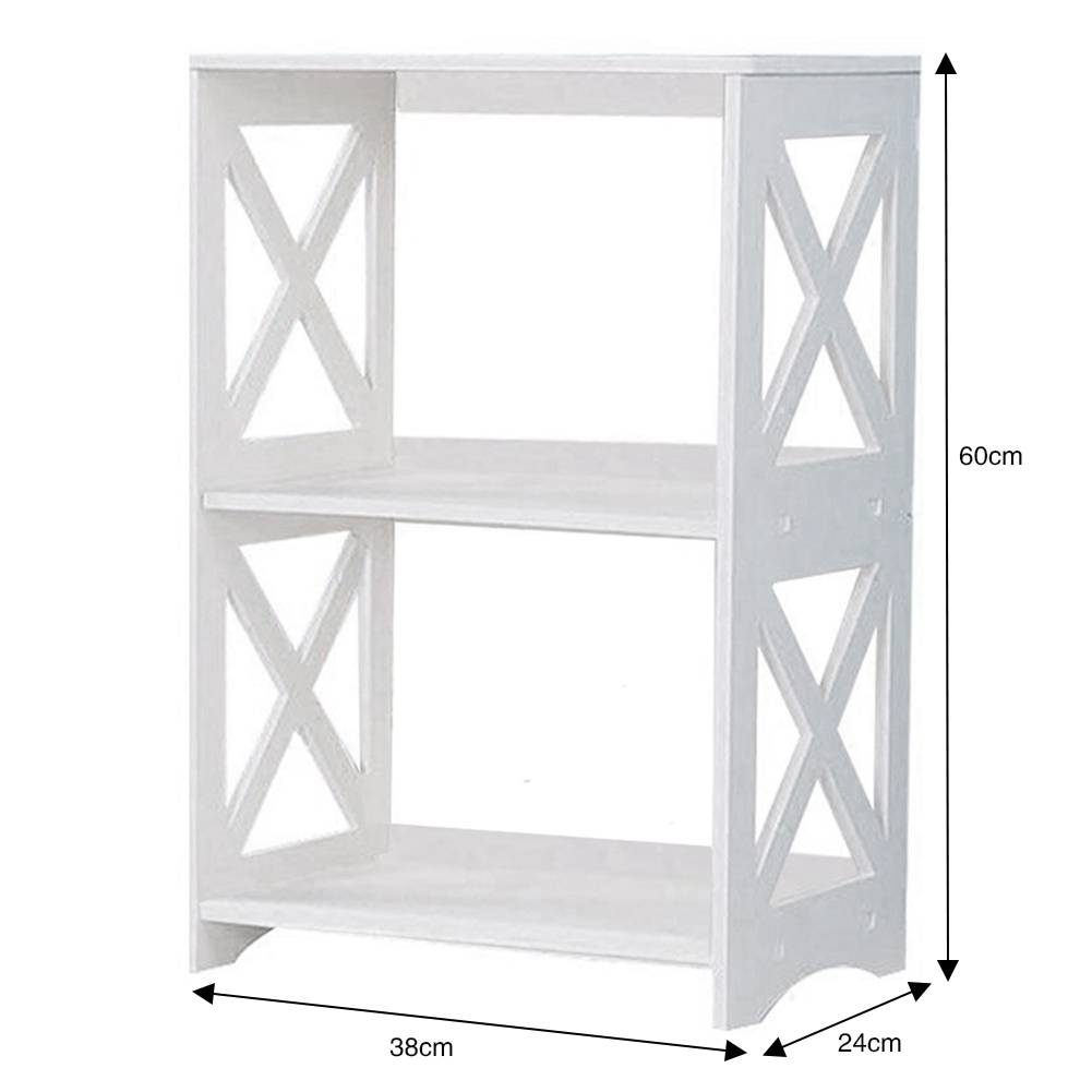 New White 3 Tiers Bookshelf and Side Table