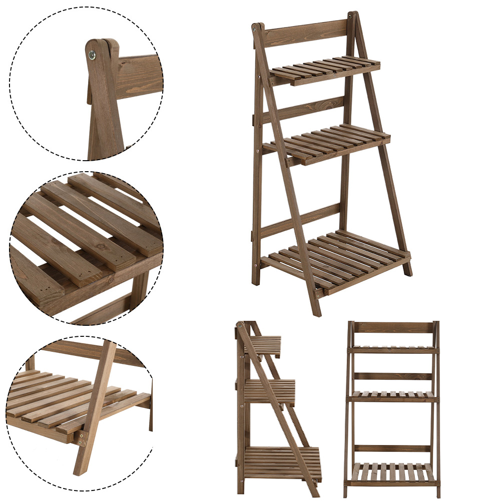 New 3 Tier Wooden Flower Stand Plant Display Shelf Storage Rack
