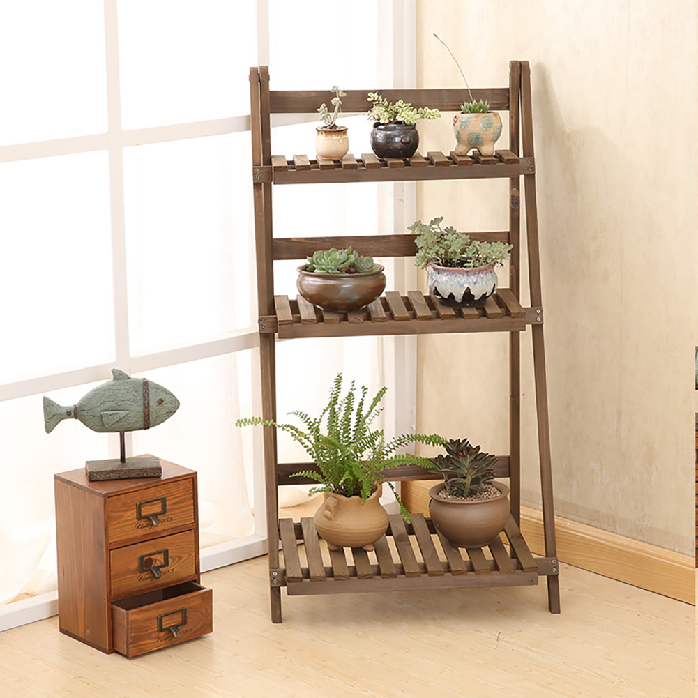 New 3 Tier Wooden Flower Stand Plant Display Shelf Storage Rack