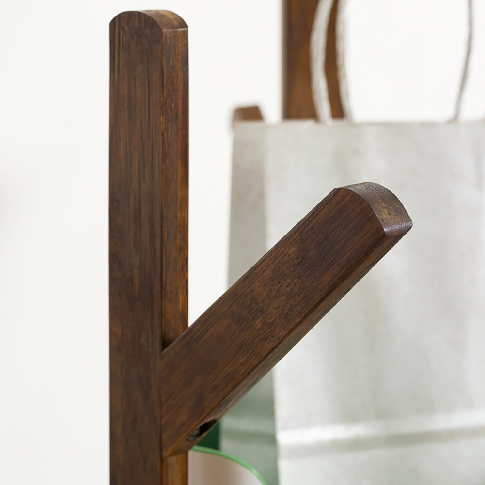 Wooden Coat Rack Stand with 3 Shelves for Entryway