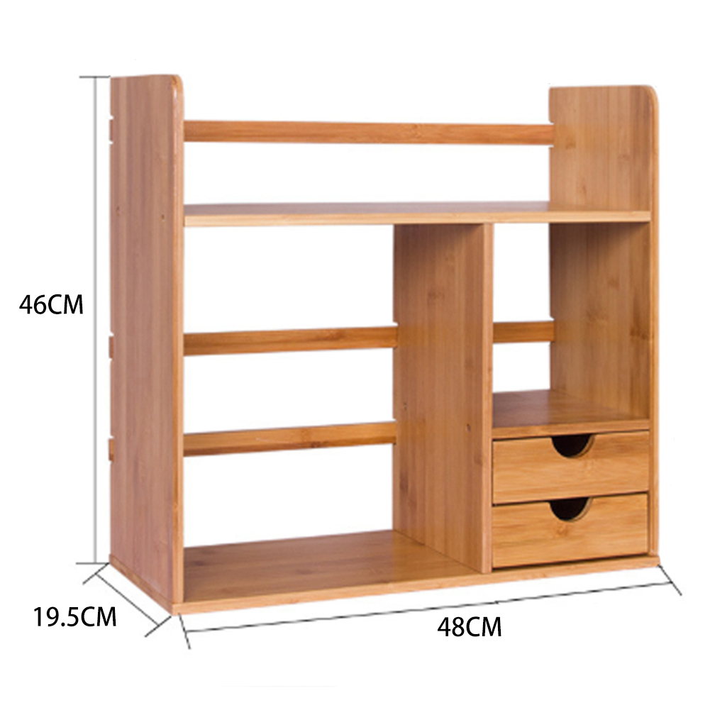 New Wooden Desktop Bookshelf with 2 Drawers