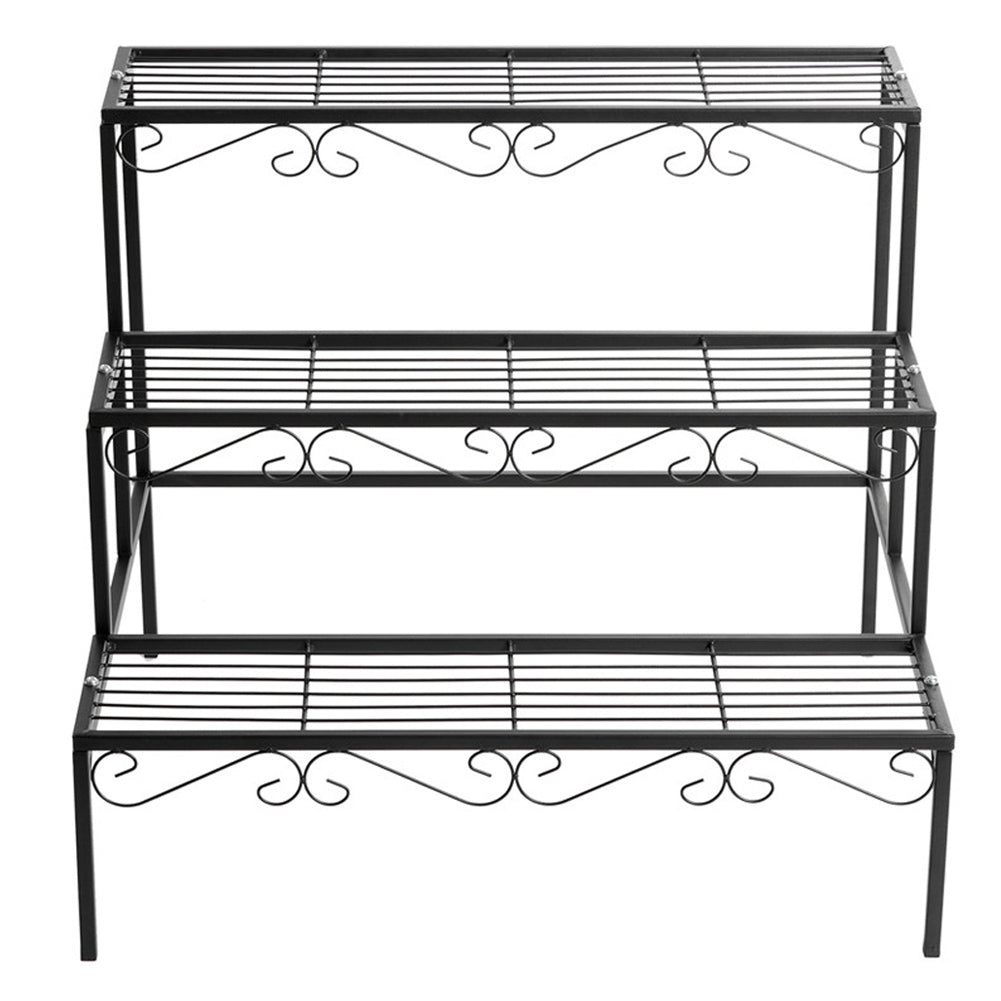 New Black Metal 3 Tier Outdoor Plant Stand for Garden and Balcony