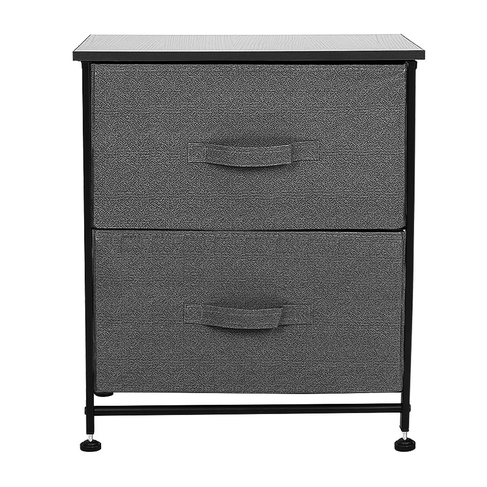 New 2 Drawer Storage Cabinet with Metal Frame Black